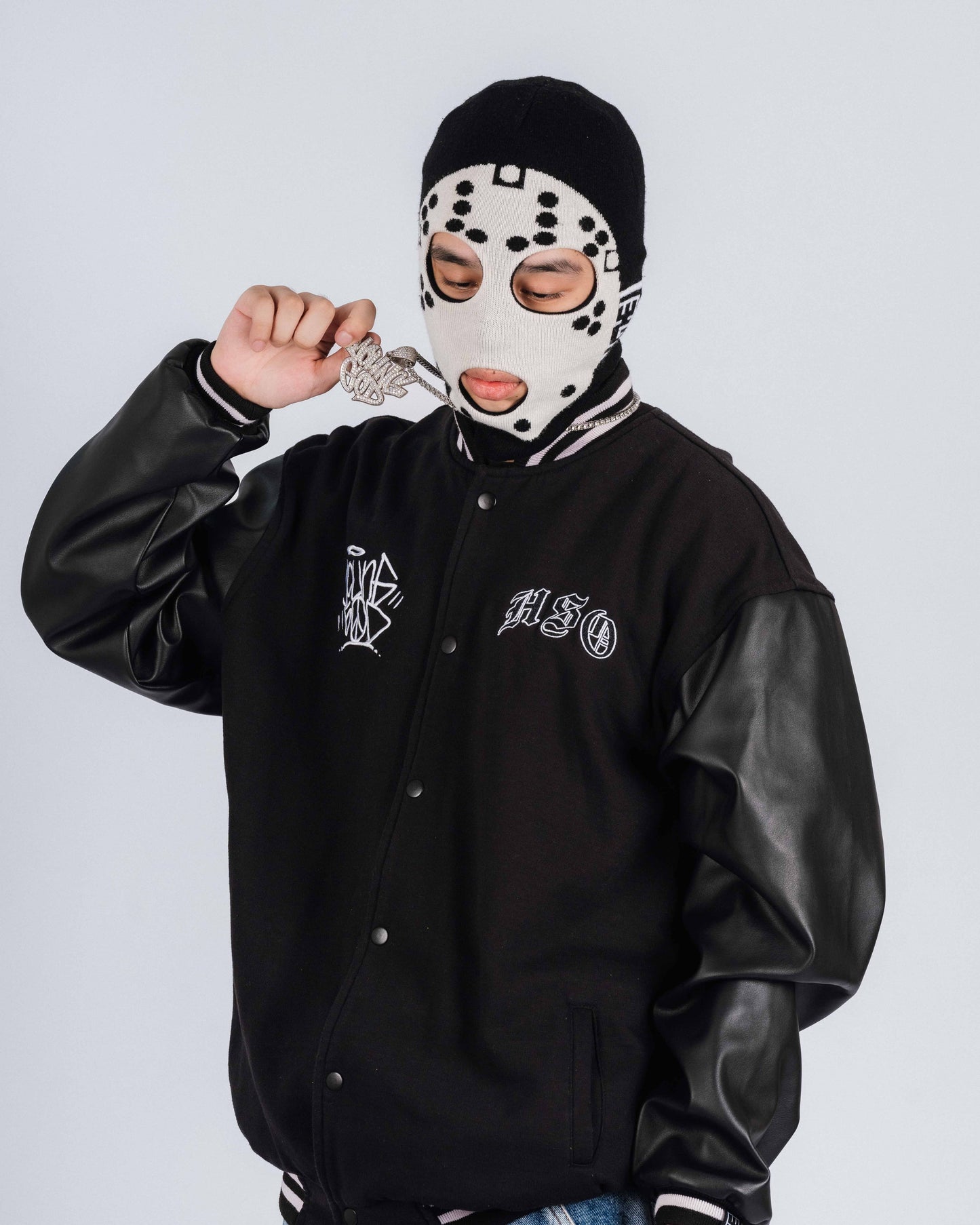 YG&CO JASON MONOGRAM KNIT BALACLAVA