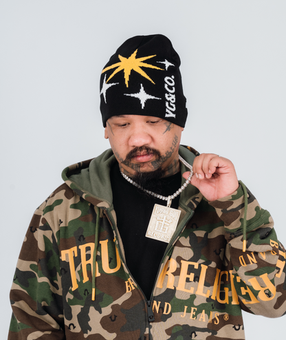 YG&CO STARBURST KNIT BEANIE